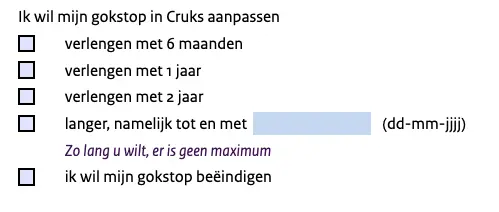 Stap 1 Cruks uitschrijven termijn kiezen