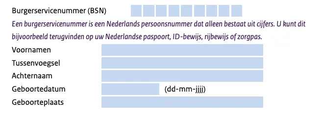 Stap 1 Cruks uitschrijven persoonsgegevens invullen